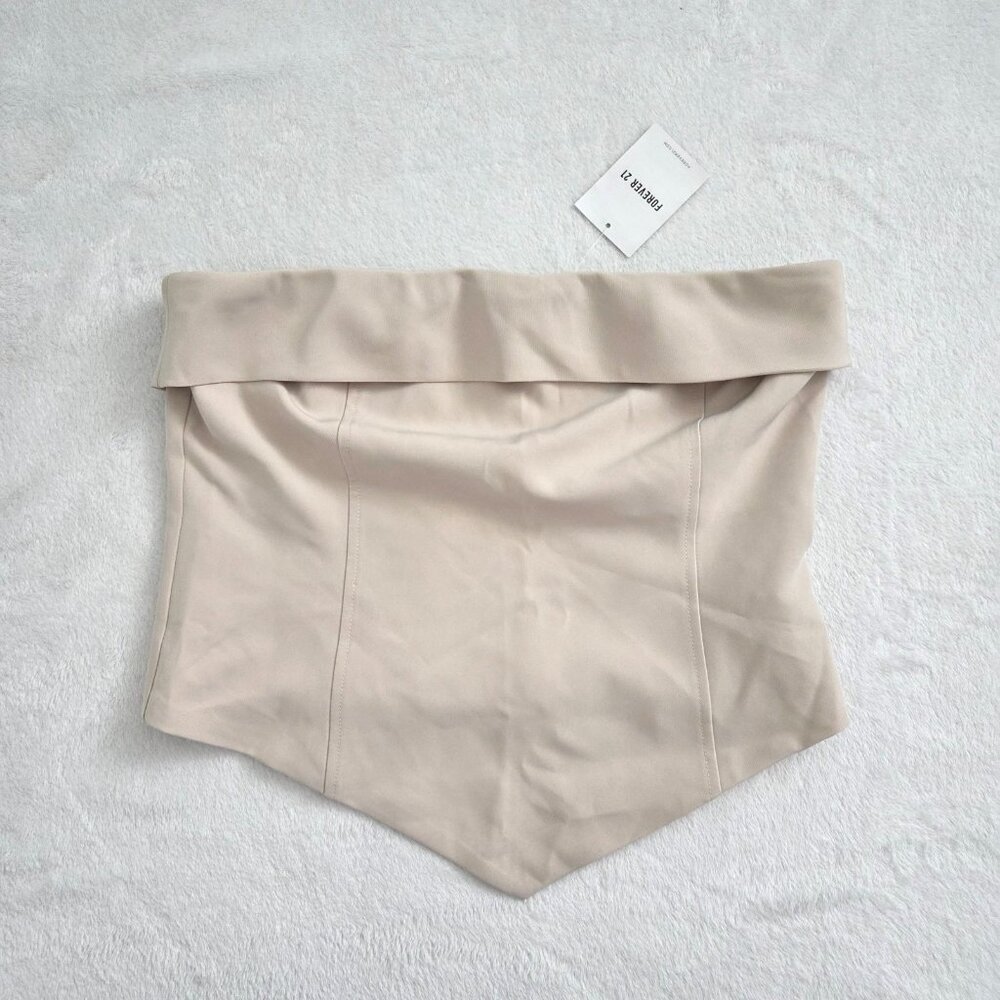 Forever 21 V‎ Hem Strapless Tube Top Large NWT Beige Champagne Y2K Old Money - Picture 6 of 13